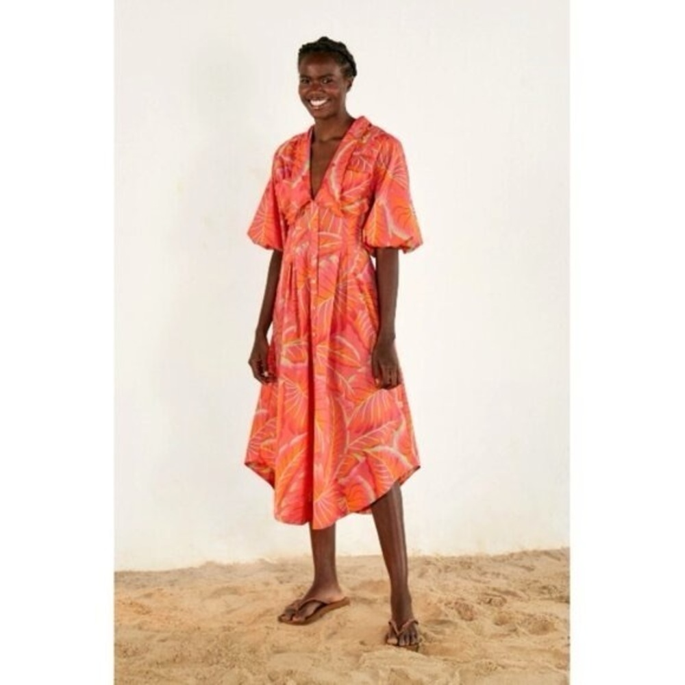FARM Rio Vibrant Leaf Print Dress